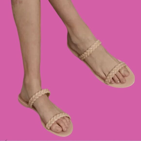 Stuart Weitzman nude Braida Sawyer jelly slip on sandals size 6 - Picture 4 of 5